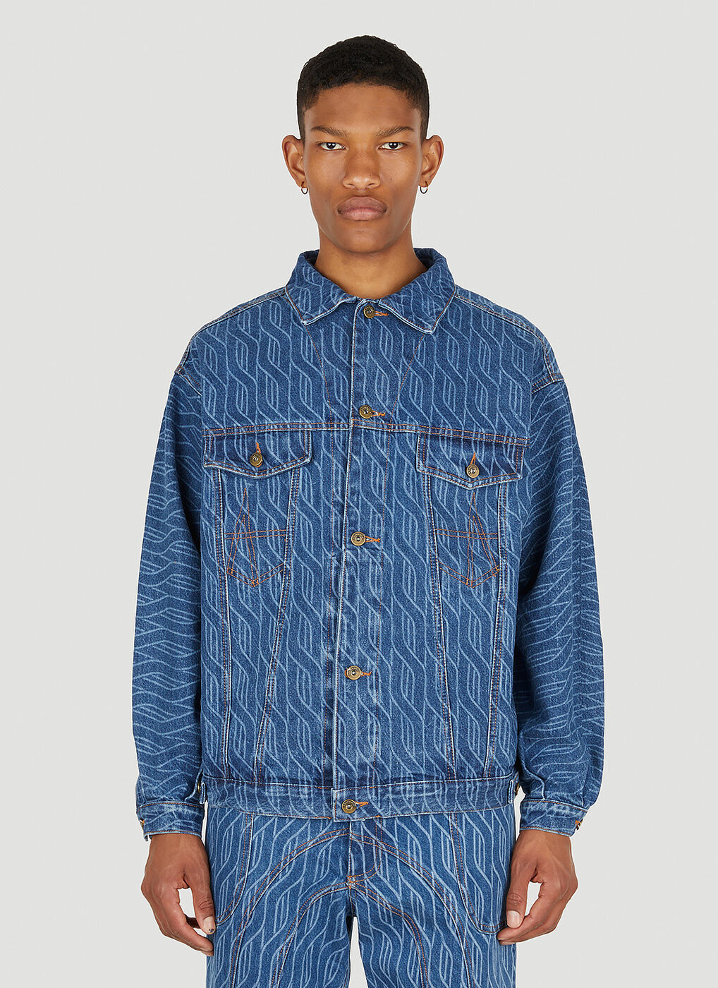 Signature Laser Denim Jacket in Blue Ahluwalia Studio