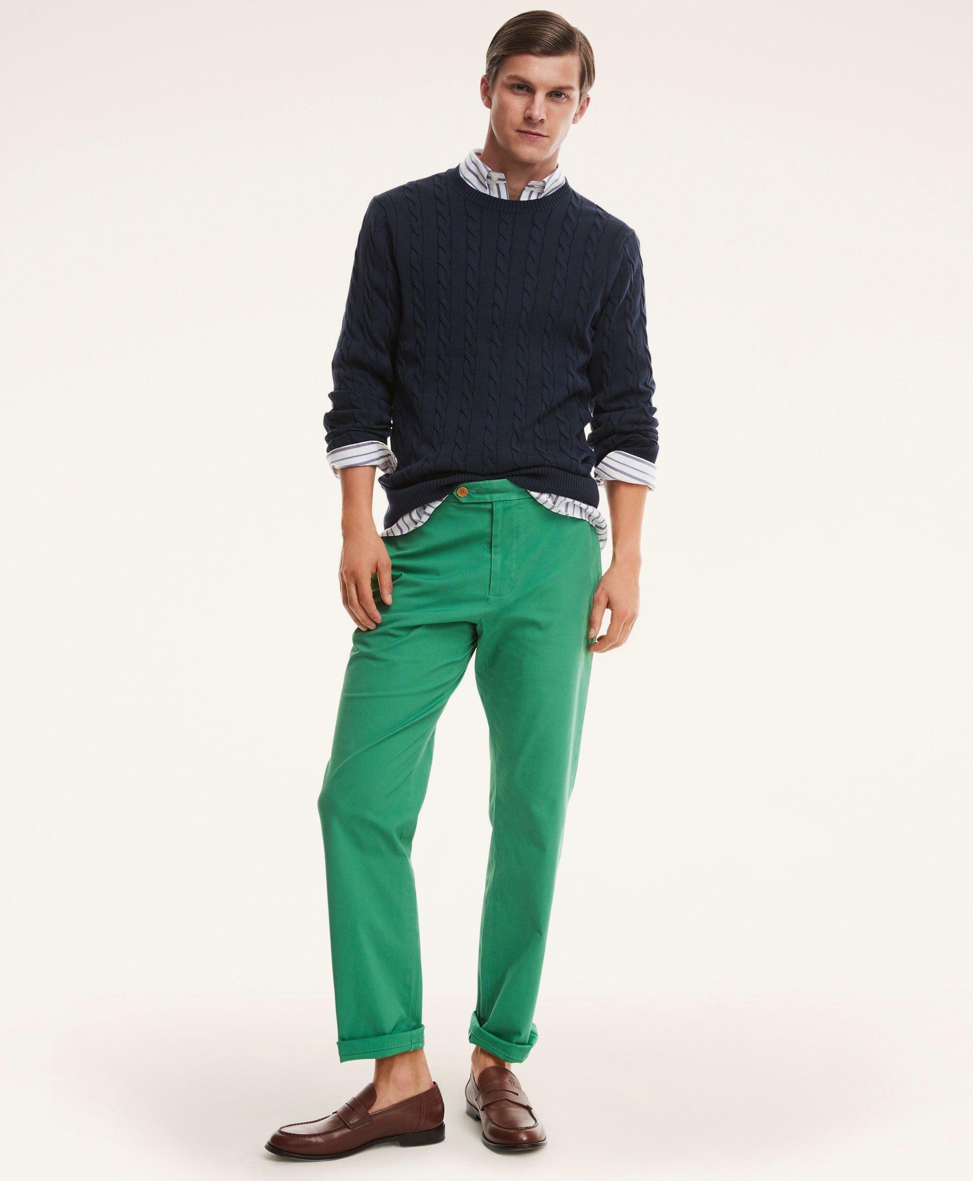 Brooks Brothers Men's Clark Straight-Fit Stretch Supima Cotton Poplin Chino Pants | Green
