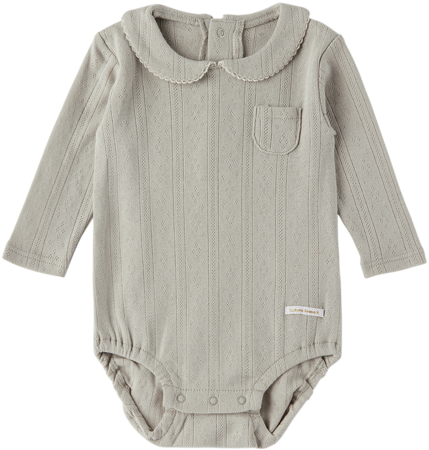 Kodomo BEAMS Baby Gray Pointelle Bodysuit Kodomo BEAMS