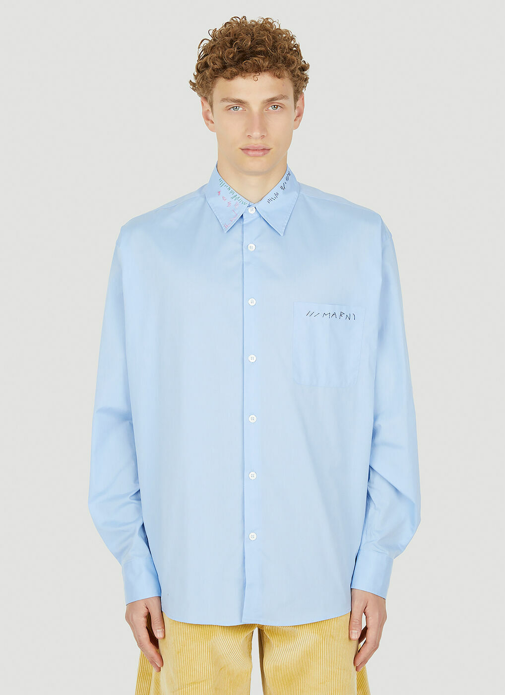 Embroidered Shirt in Light Blue Marni