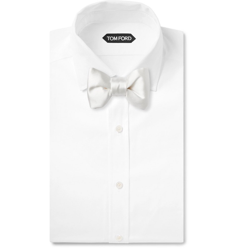 Tom Ford Pre Tied Silk Satin Bow Tie Men White Tom Ford