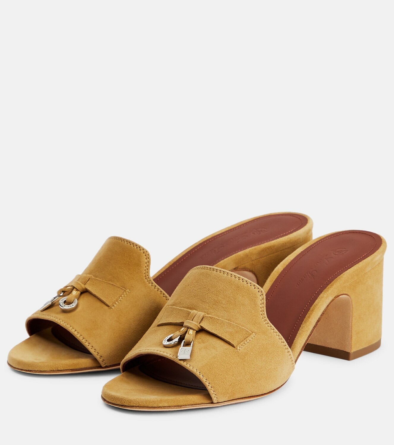 Loro Piana Beige Yellow Suede Charms Walk Flat Mules main image 0