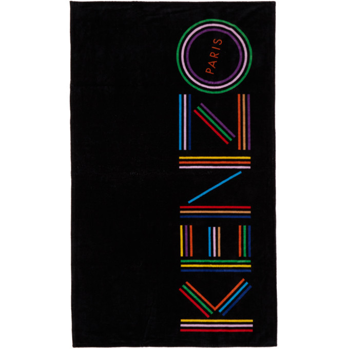 Kenzo Black Logo Beach Towel Kenzo