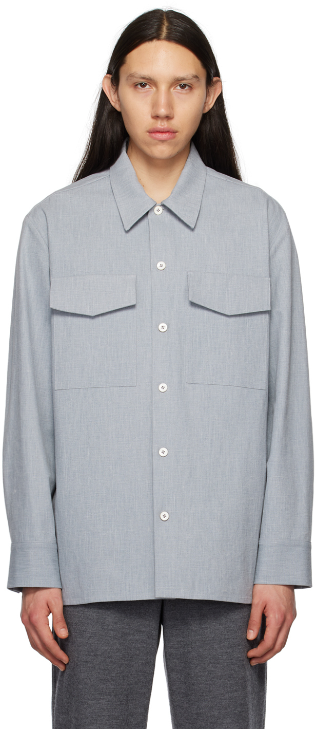 Jil Sander Blue Spread Collar Shirt Jil Sander