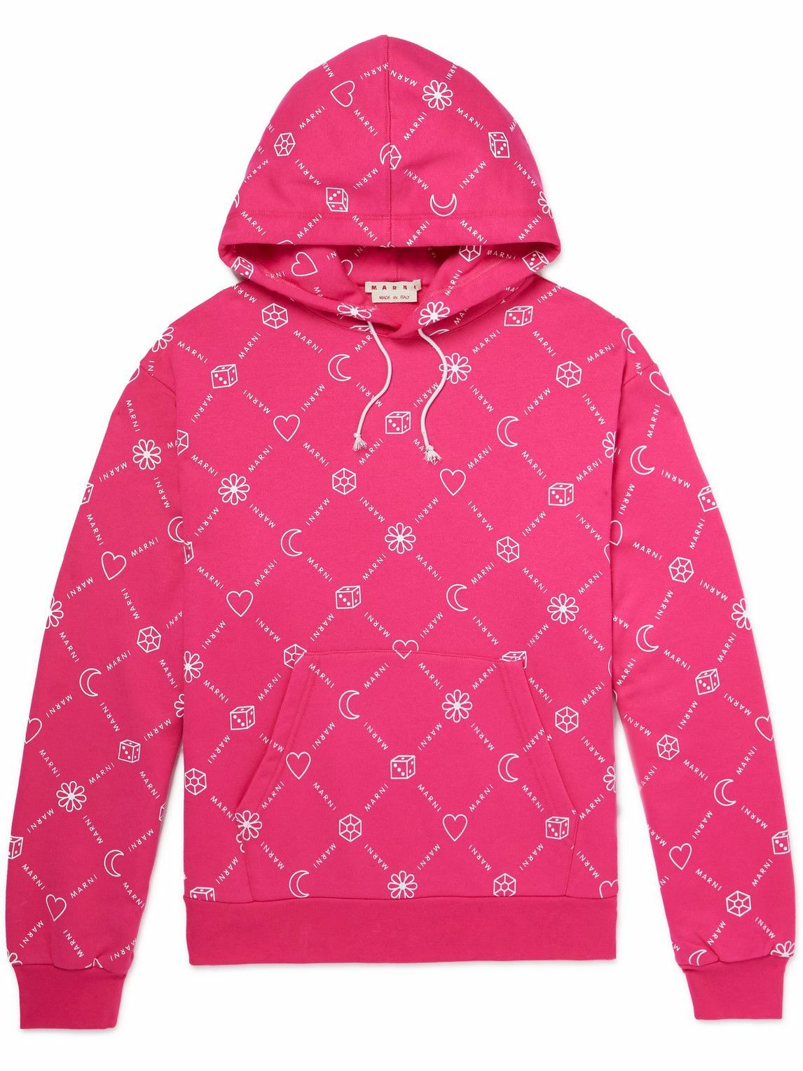 Marni - Logo-Print Cotton-Jersey Hooide - Pink Marni