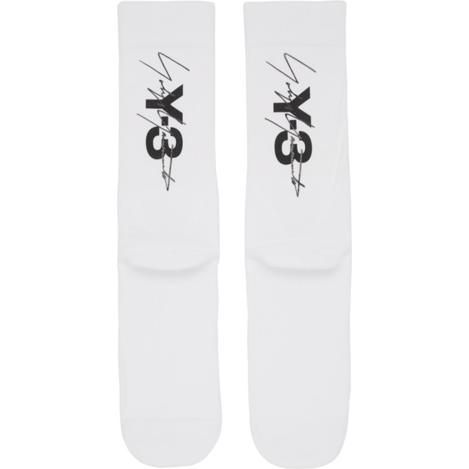 Y3 White Logo Tube Socks Y3