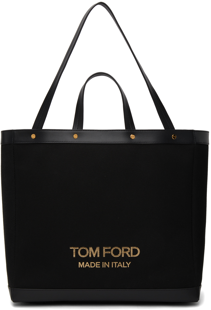 TOM FORD Black Medium T Screw Shopping Tote TOM FORD
