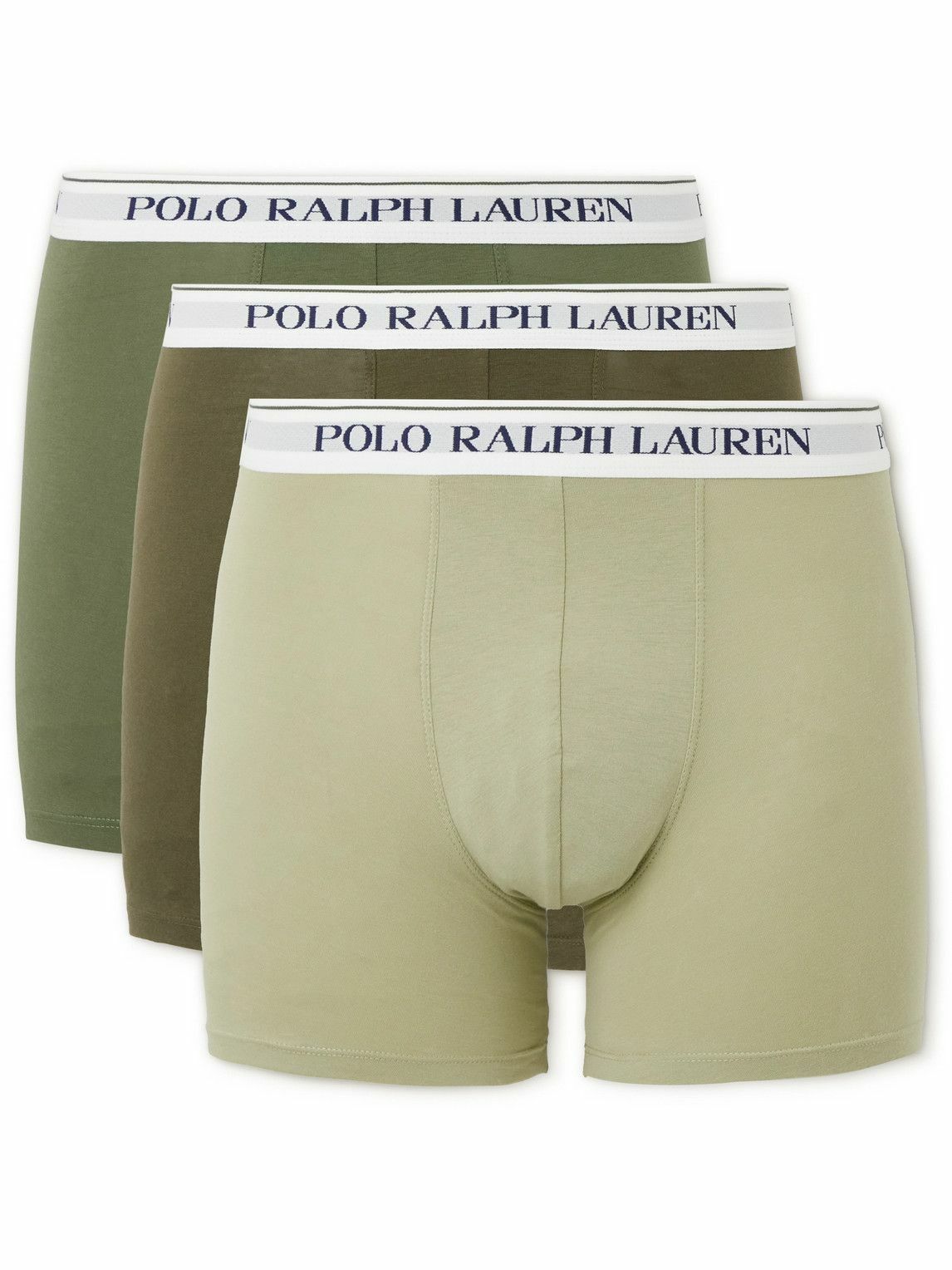 Photo: Polo Ralph Lauren - Three-Pack Stretch-Cotton Jersey Boxer Briefs - Green