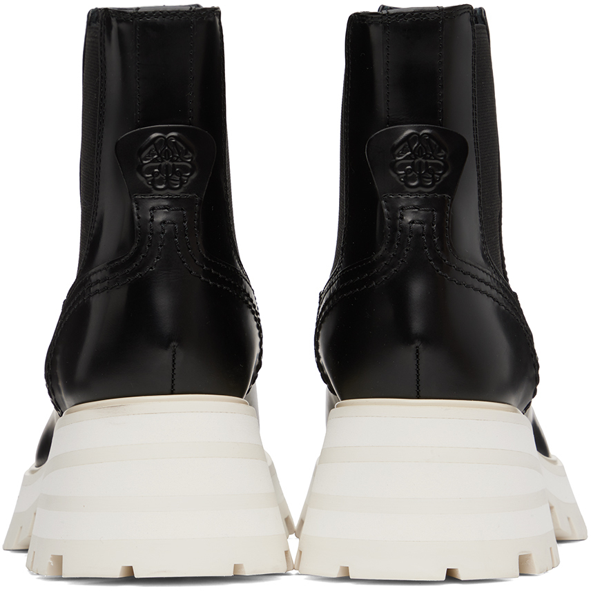 Alexander McQueen Black And White Leather Chelsea Boots