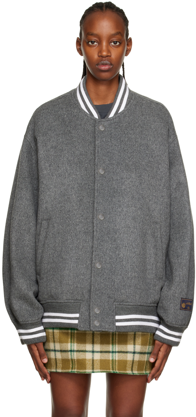 We11done Gray Oversized Bomber Jacket We11done