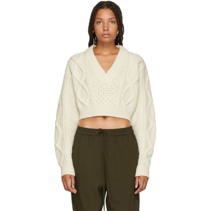 3.1 Phillip Lim White Cable Knit Back Ties Sweater 3.1 Phillip