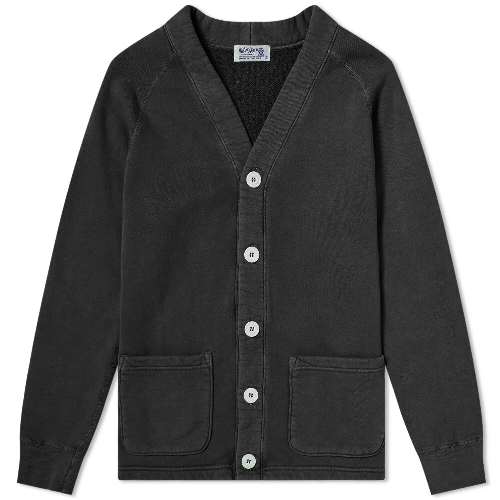Velva Sheen Men's 8oz Pigment Dyed Freedom Cardigan in Black Velva Sheen