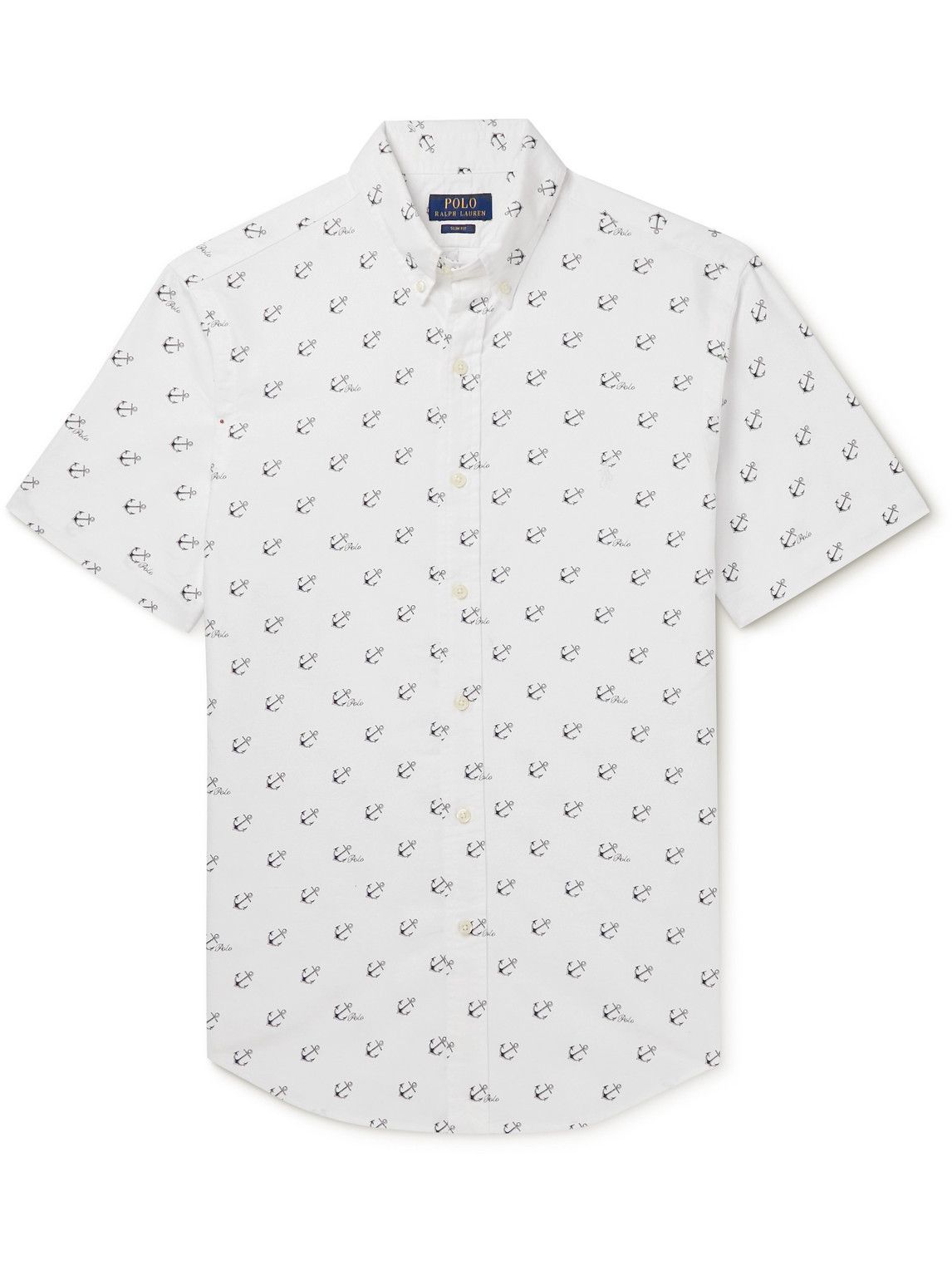 Polo Ralph Lauren - Slim-Fit Button-Down Collar Printed Cotton Oxford Shirt - White