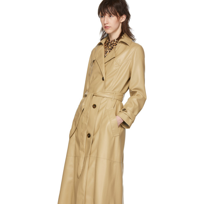 Nanushka Beige Vegan Leather Trench Coat Nanushka