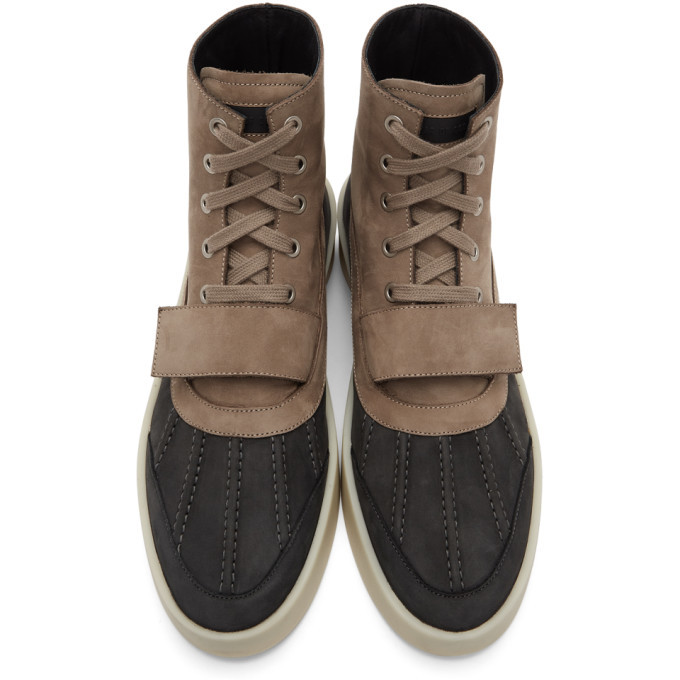 Fear of God Taupe and Black Duck Boots Fear Of God