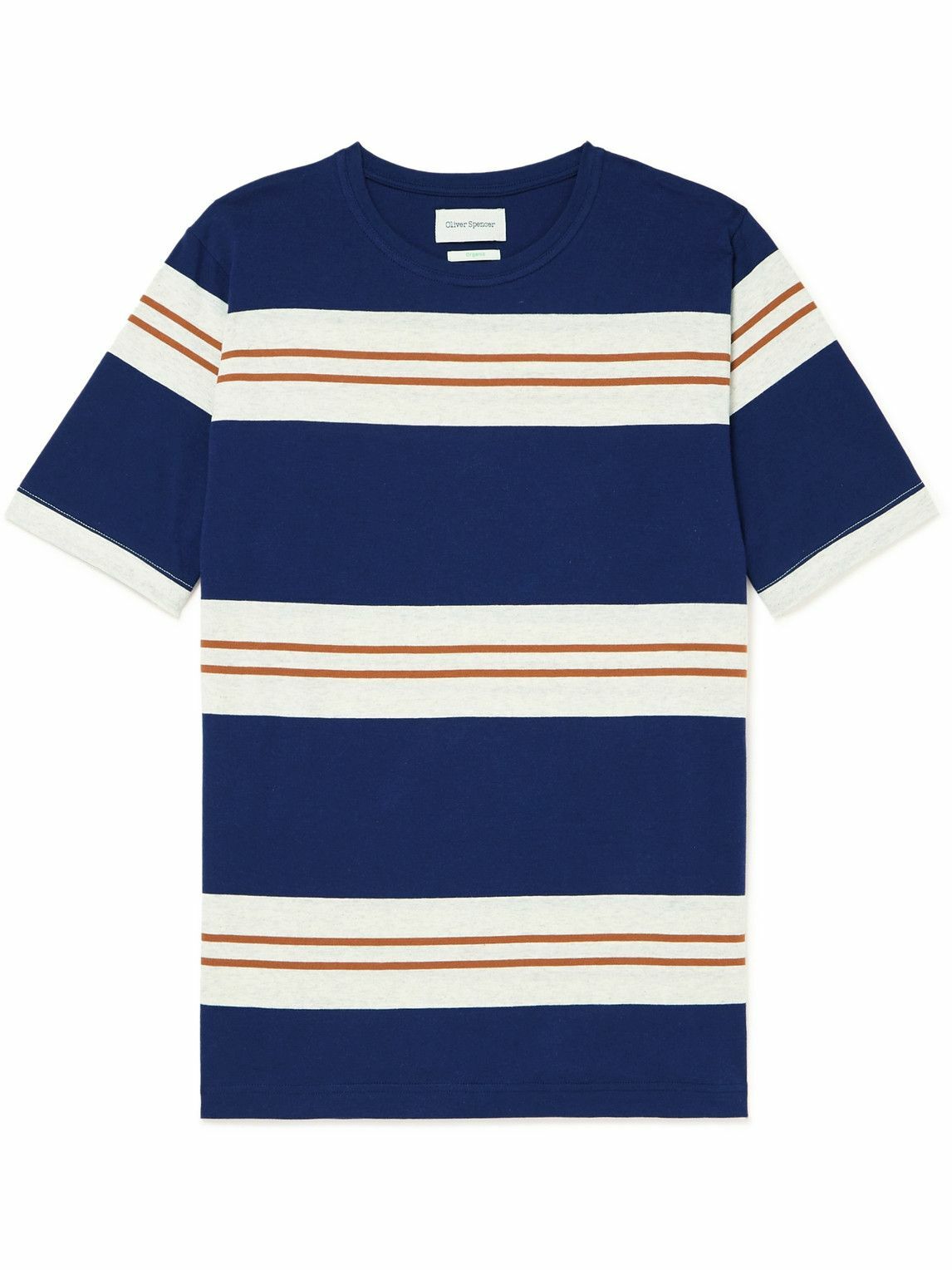 Oliver Spencer - Conduit Striped Organic Cotton-Jersey T-Shirt - Blue ...