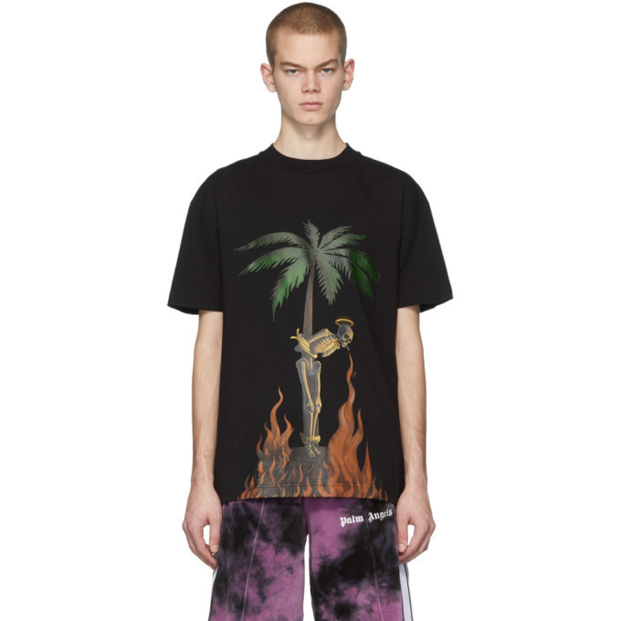 palm angels burning skeleton tee