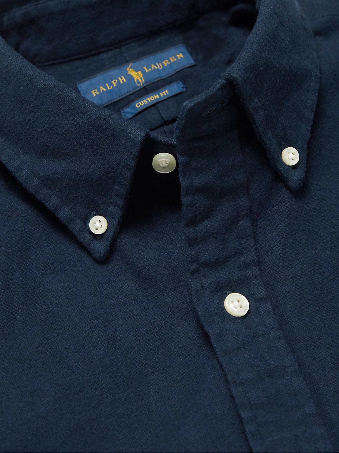 Polo Ralph Lauren - Button-Down Collar Logo-Embroidered Brushed Cotton-Flannel Shirt - Blue