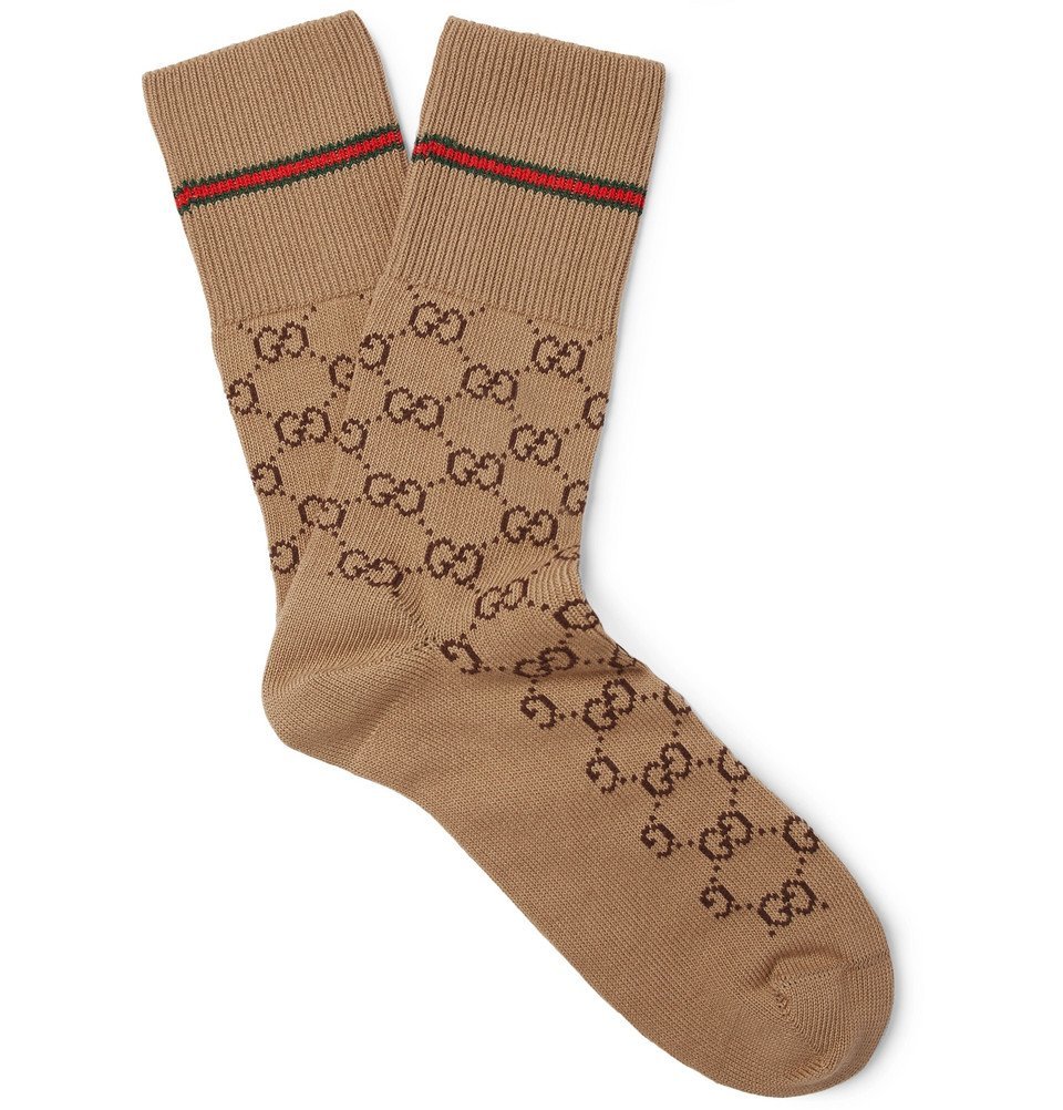 Gucci - Logo-Jacquard Cotton-Blend Socks - Brown Gucci