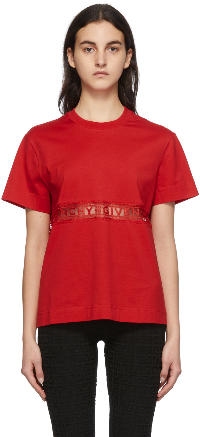 Photo: Givenchy Red Lace Insert T-Shirt