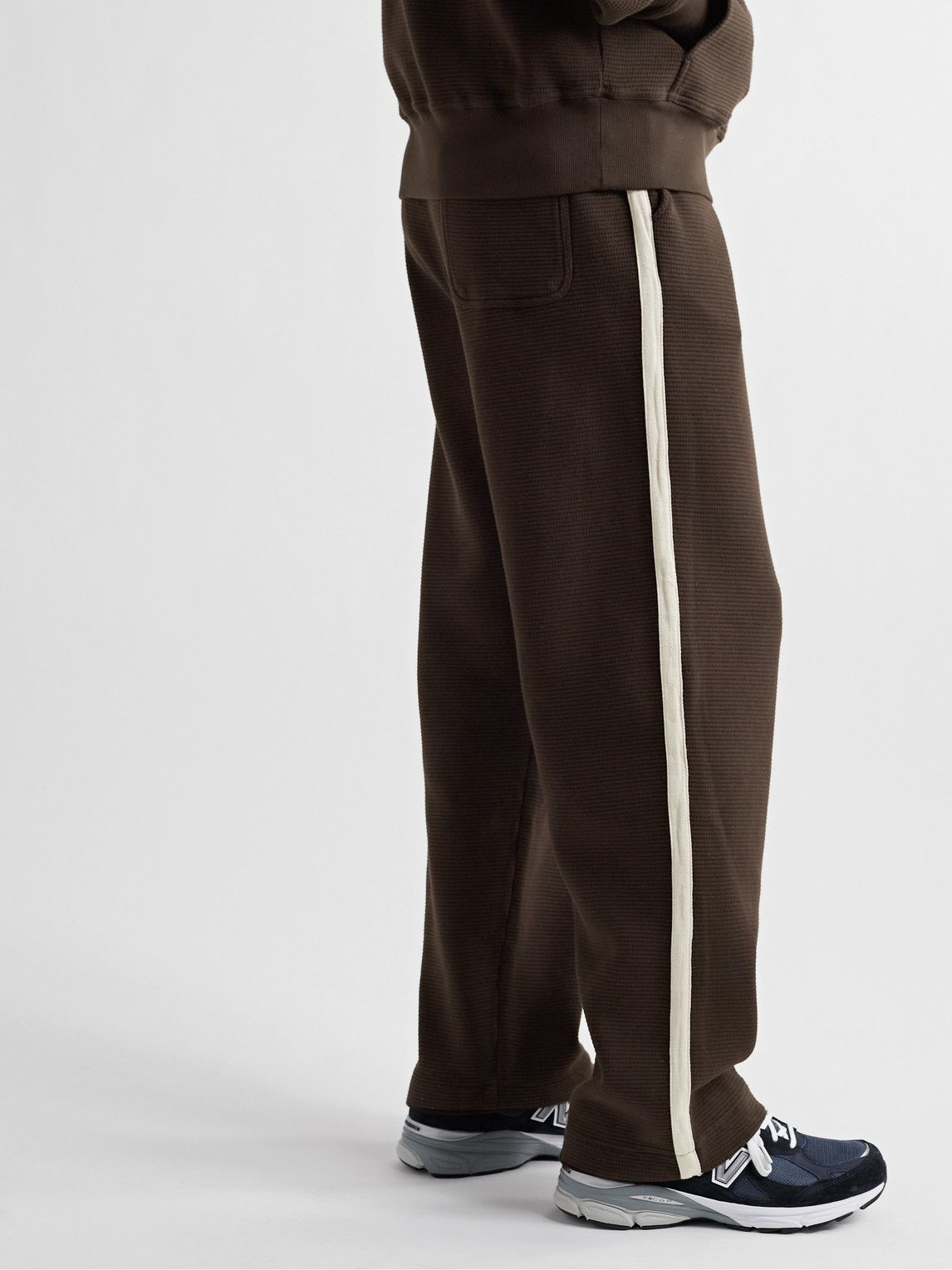 Oliver Spencer - Morwell Straight-Leg Waffle-Knit Organic Cotton Sweatpants - Brown