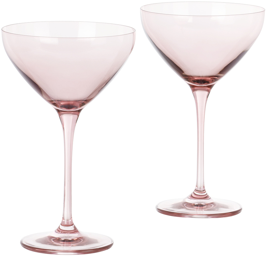 Estelle Colored Glass Pink Martini Glass Set