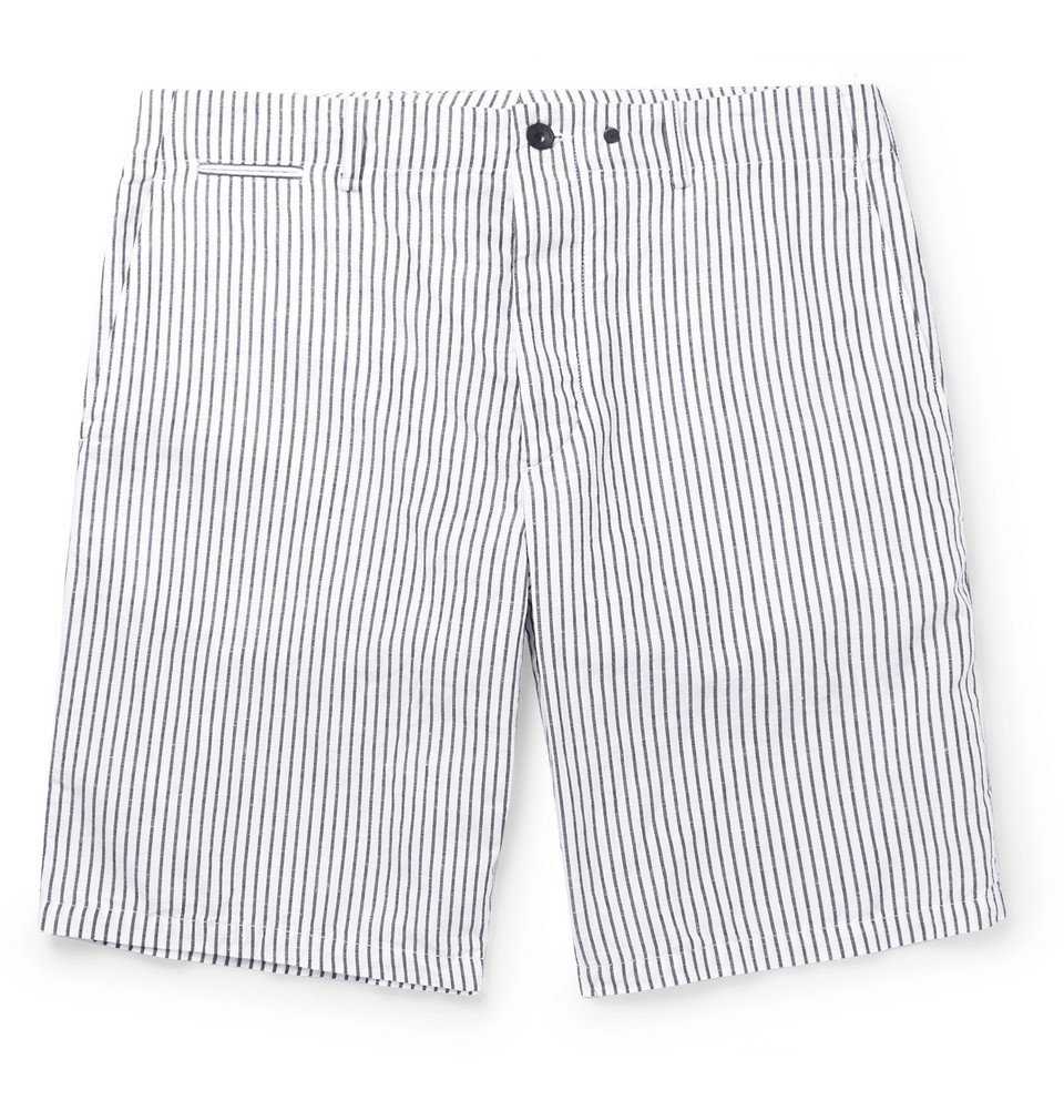 rag & bone - Beach Short II Striped Cotton and Linen-Blend Shorts ...