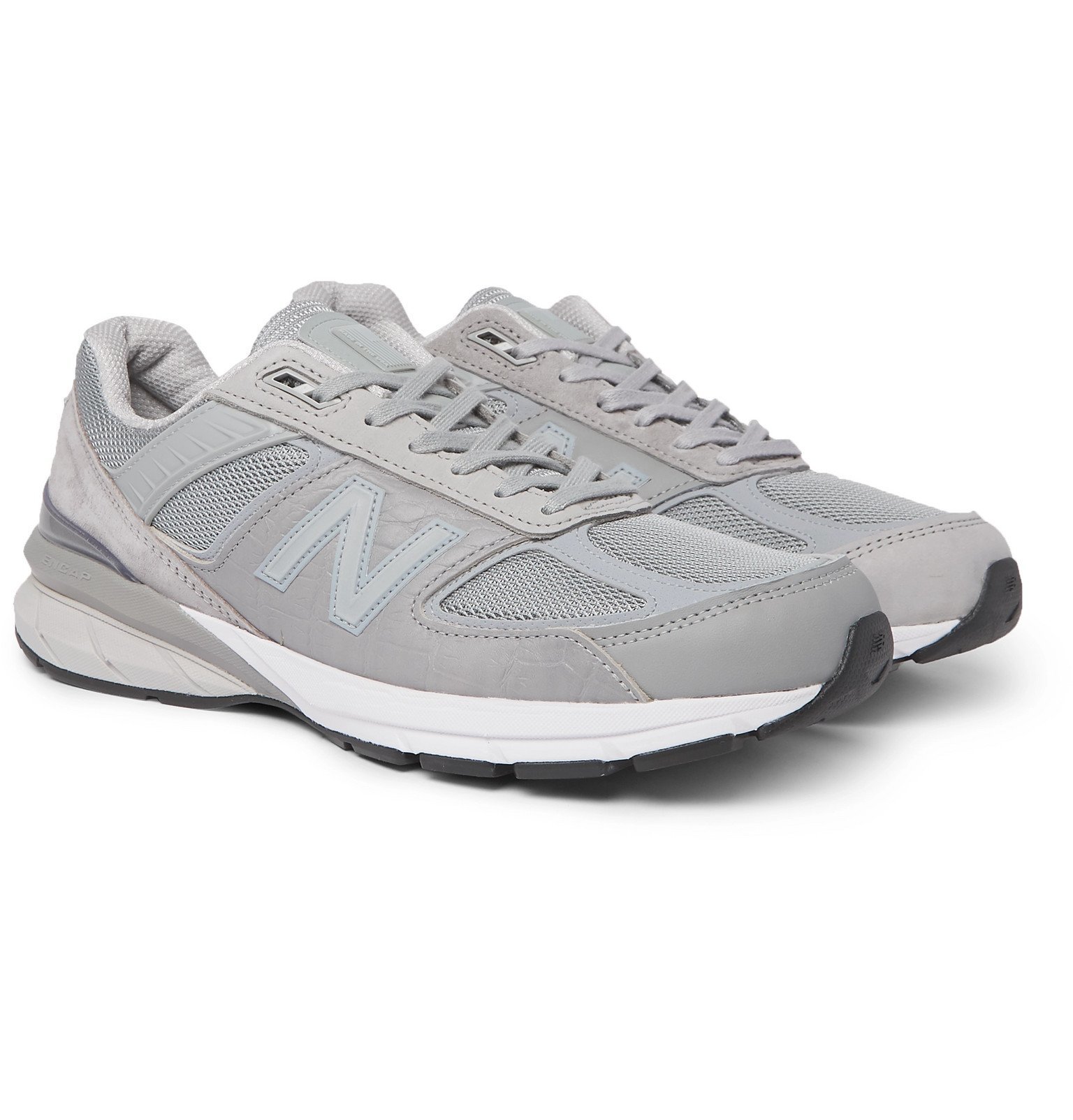 New Balance - Engineered Garments 990v5 Croc-Effect Leather, Suede, Nubuck and Mesh Sneakers - Unknown