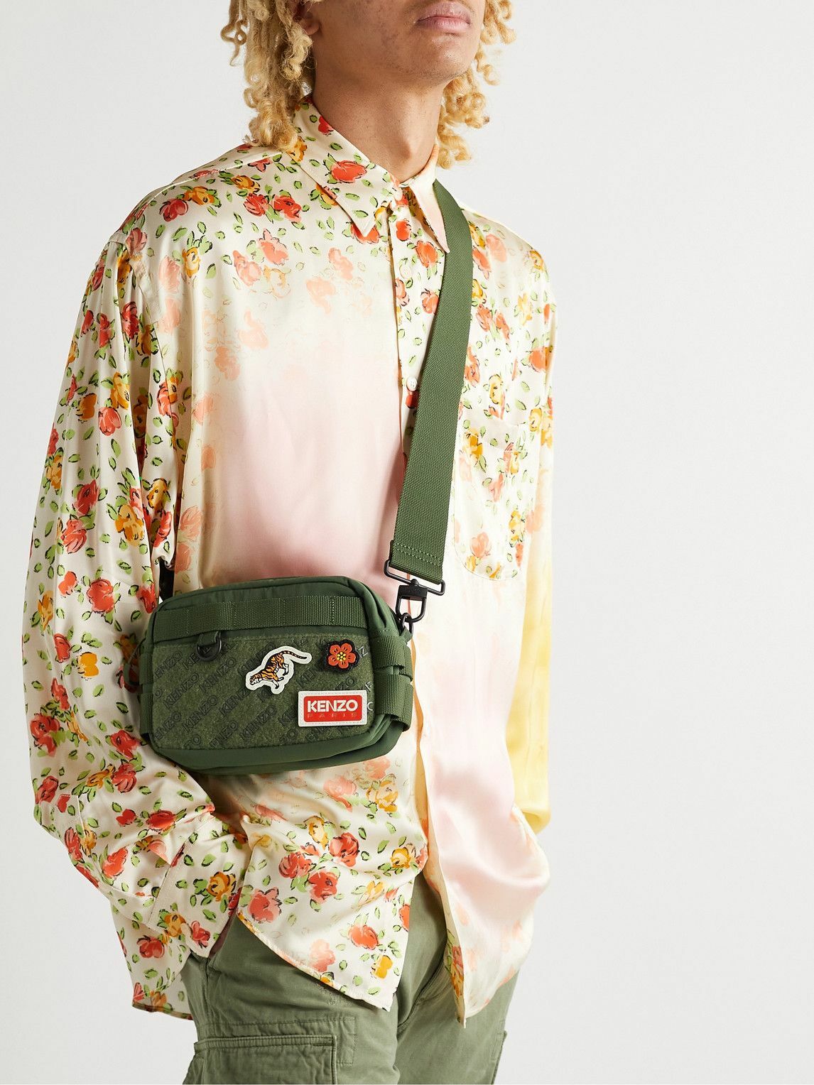 KENZO Appliquéd bingTrimmed TechTwill Messenger Bag Kenzo