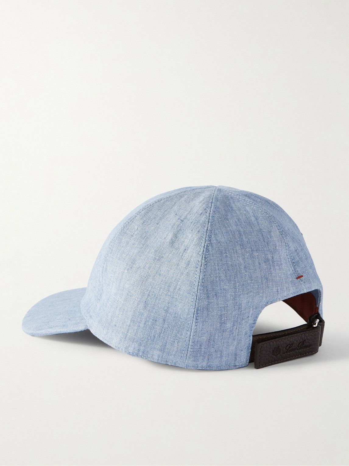 Leather-Trimmed Linen-Chambray Baseball 