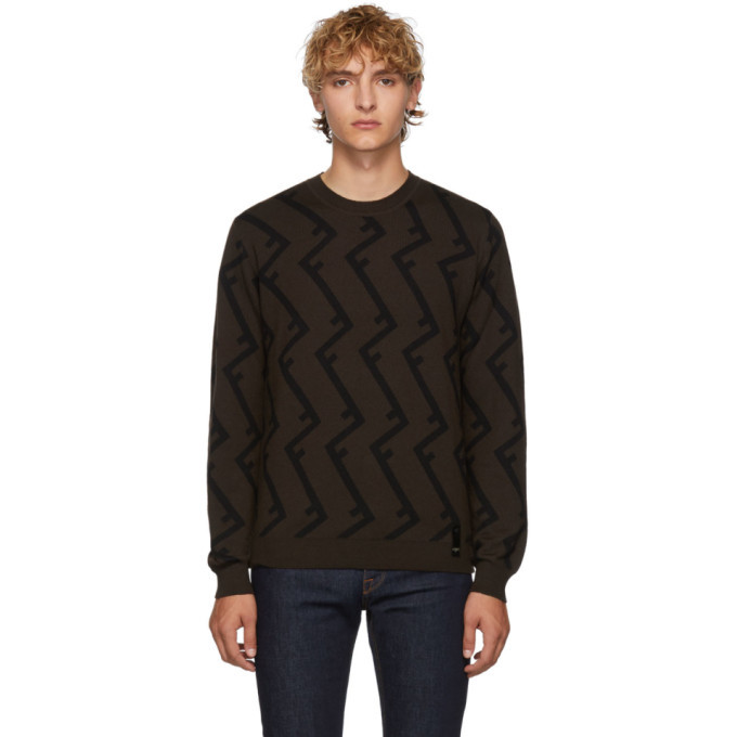 Fendi Brown Wool FF Root Sweater Fendi