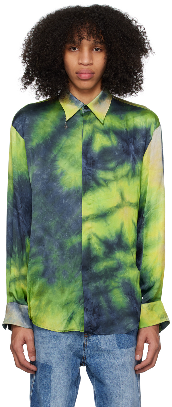 MSGM Green & Blue Tie-Dye Shirt MSGM