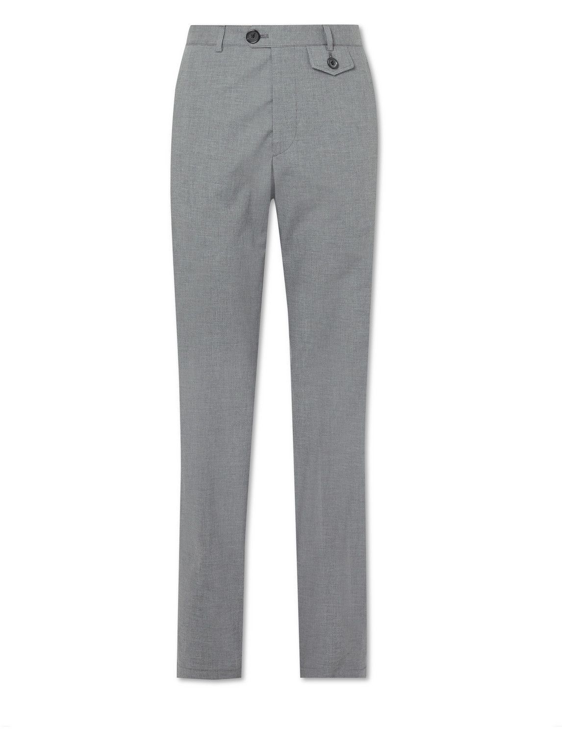 Photo: Oliver Spencer - Fishtail Straight-Leg Cotton-Blend Suit Trousers - Gray