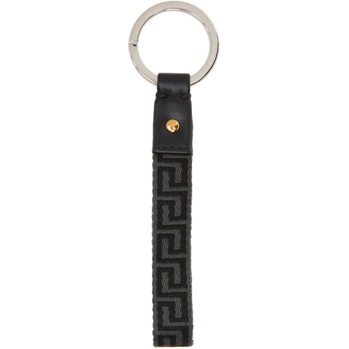 Versace Grey and Black Greca Keychain Versace