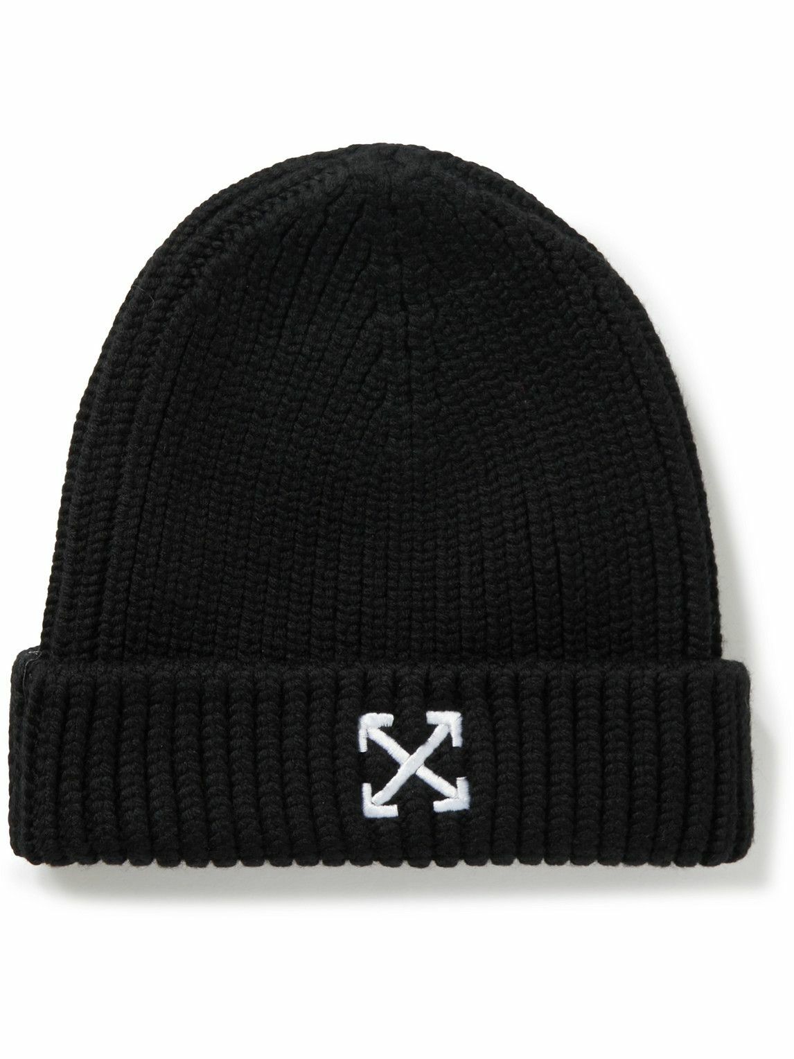 Off-White - Logo-Embroidered Ribbed Wool Beanie Off-White