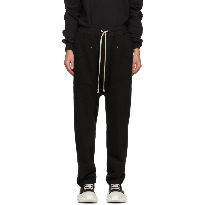 Rick Owens Drkshdw Black Fleece Drawstring Cargo Pants Rick Owens Drkshdw