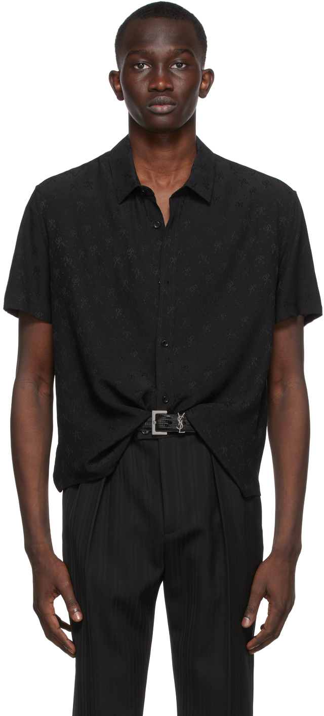 saint laurent black silk shirt