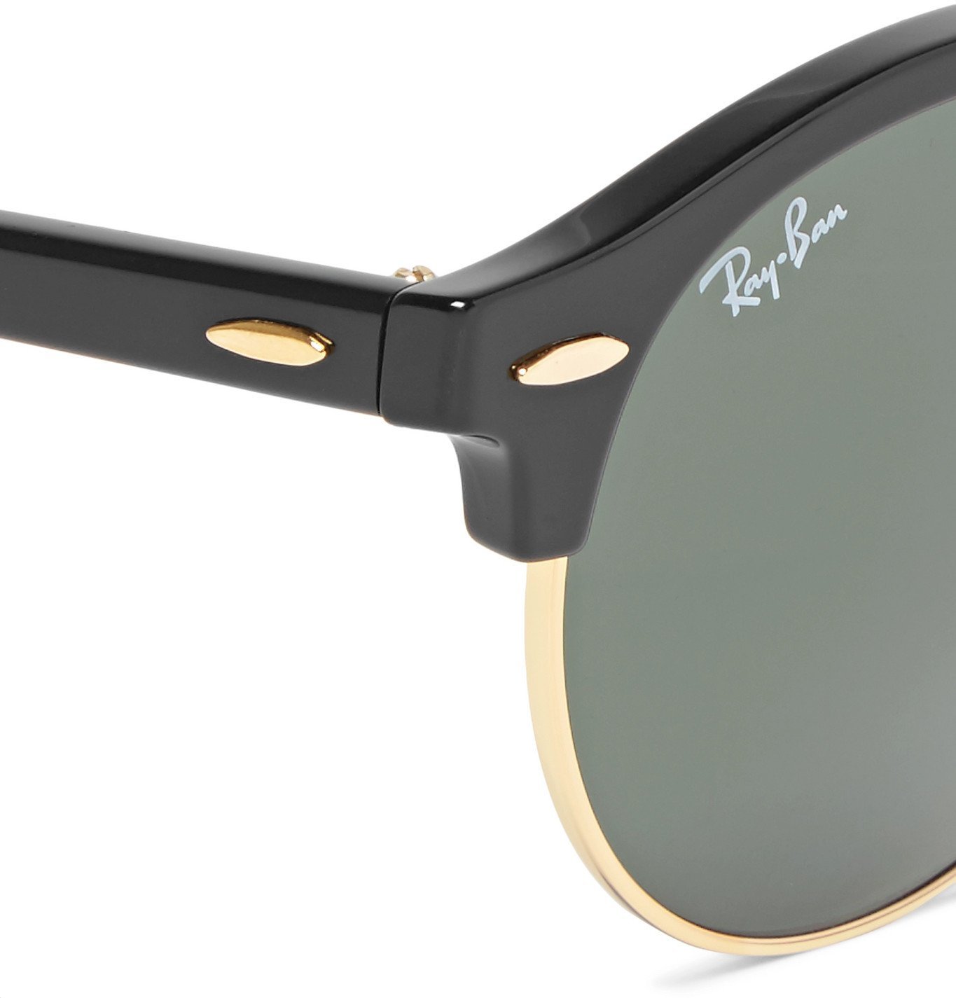 Ray Ban Clubmaster Round Frame Acetate And Gold Tone Polarised Sunglasses Black Ray Ban