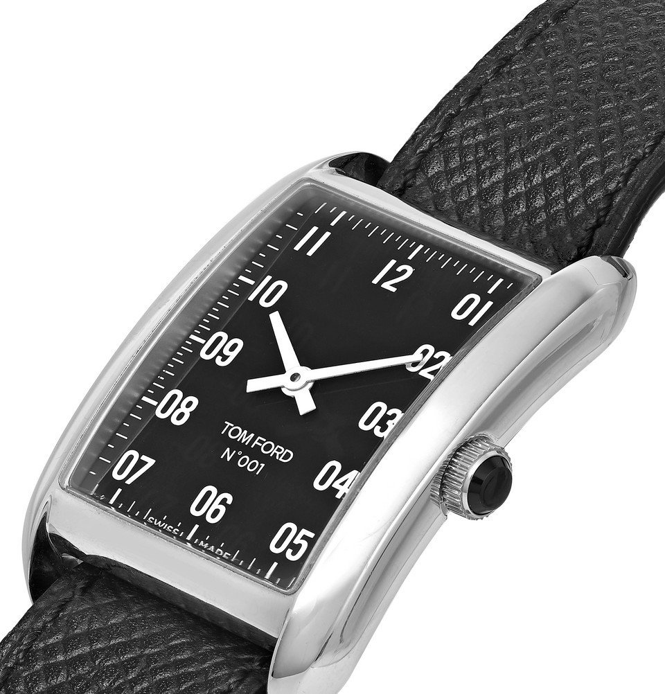 TOM FORD - 001 Stainless Steel and Pebble-Grain Leather Watch - Men - Black TOM  FORD