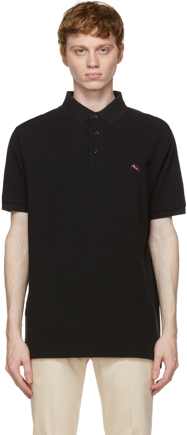 Etro Black Embroidered Pegaso Polo Etro