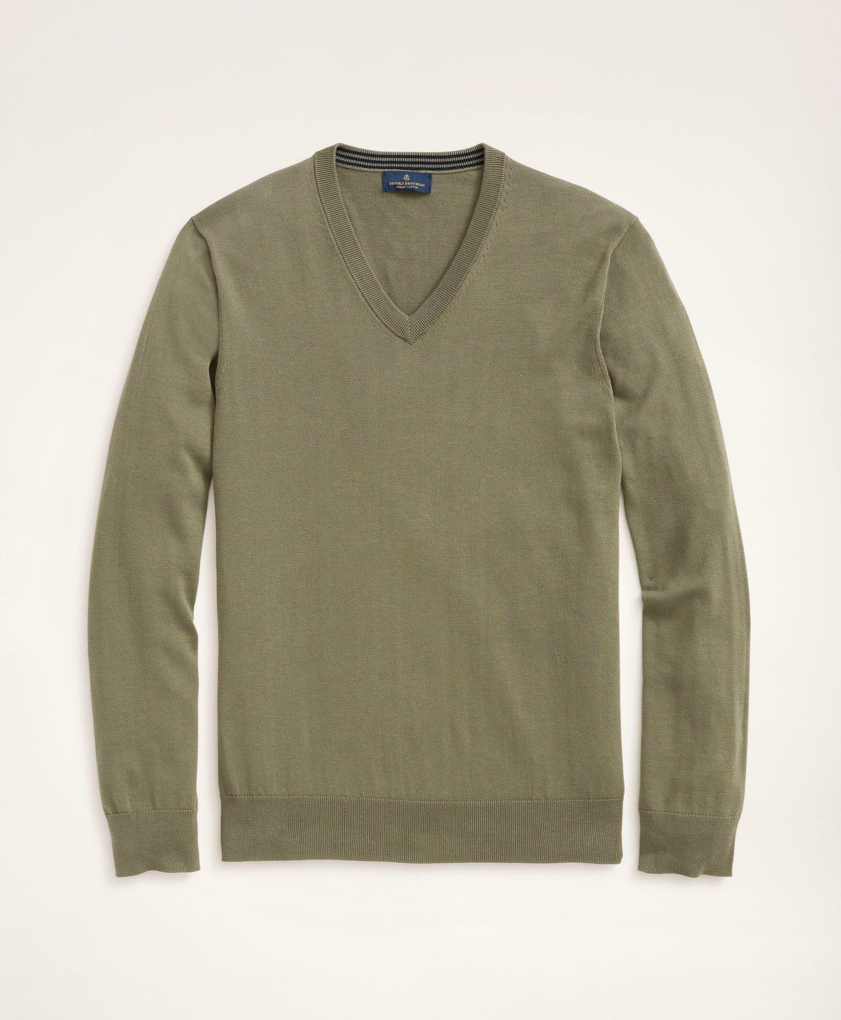 Brooks Brothers Men's Big & Tall Supima Cotton V-Neck Sweater | Green