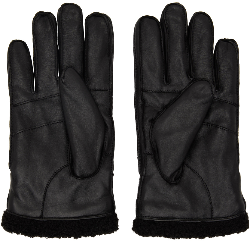 Hugo Black Leather Gloves Hugo Boss