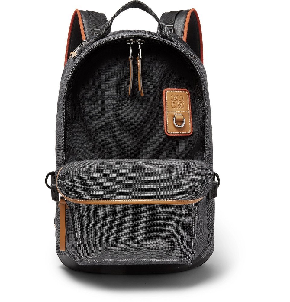 Loewe Eye/LOEWE/Nature LeatherTrimmed Canvas Backpack Black Loewe
