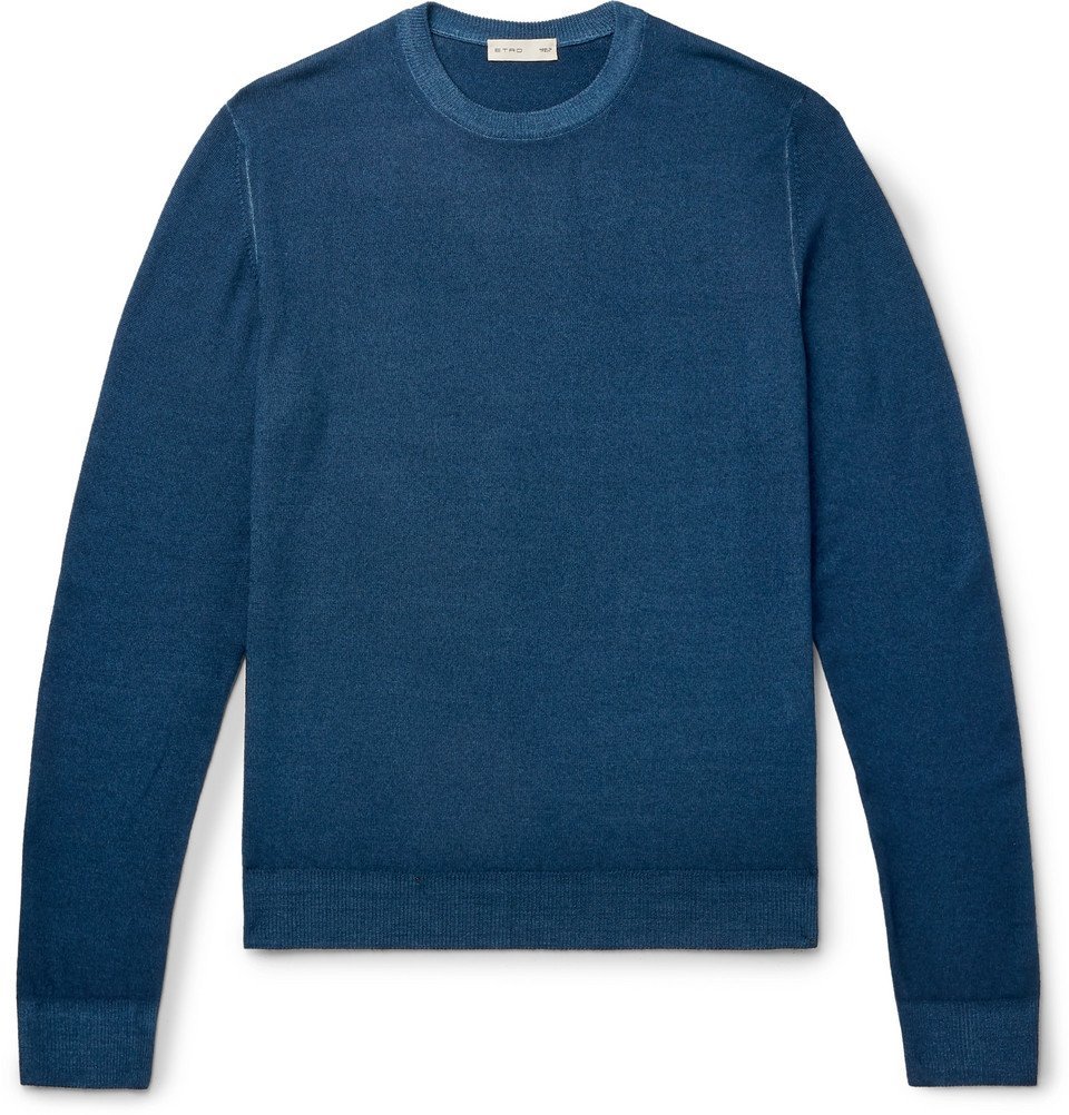 Etro - Garment-Dyed Merino Wool Sweater - Blue Etro