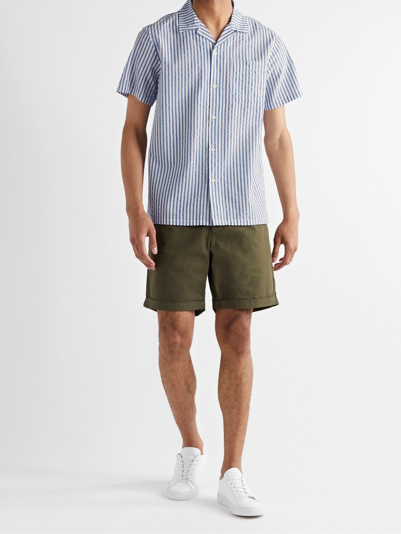 Alex Mill - Camp-Collar Striped Cotton-Seersucker Shirt - Blue Alex Mill