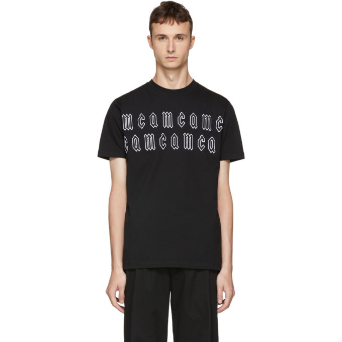 McQ Alexander McQueen Black Gothic Repeat Logo T-Shirt McQ 