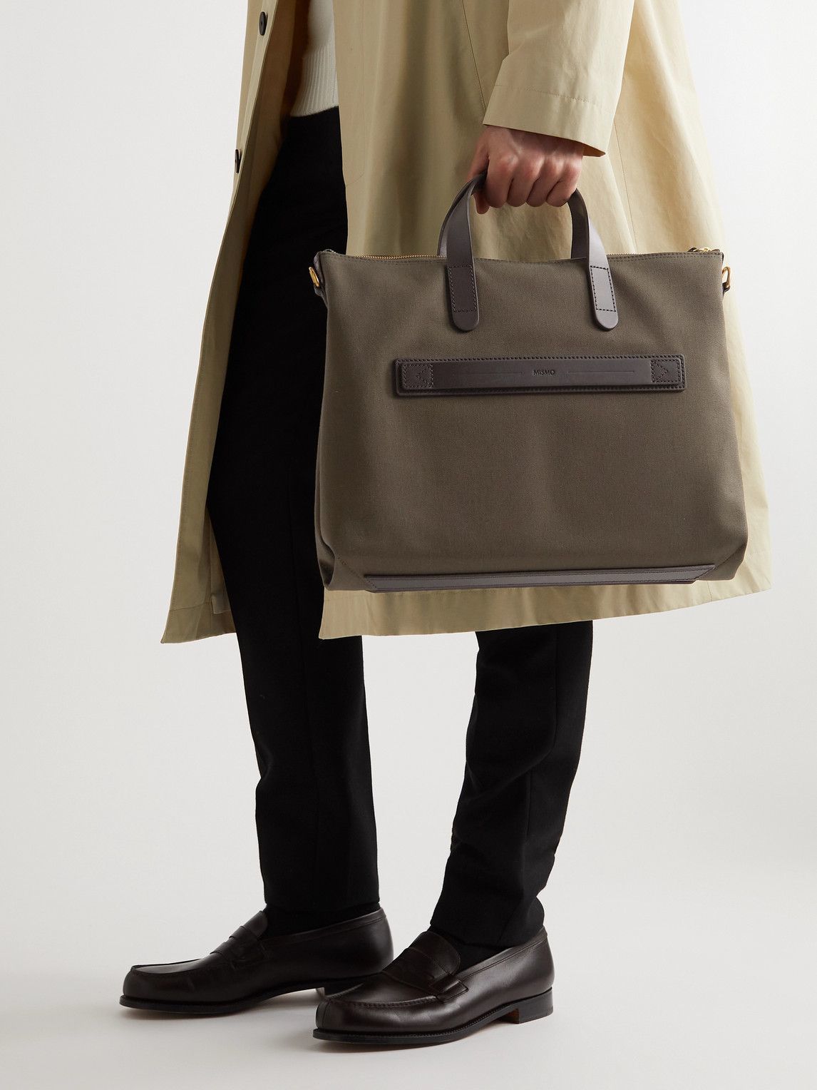 Mismo - Leather-Trimmed Canvas Briefcase Mismo