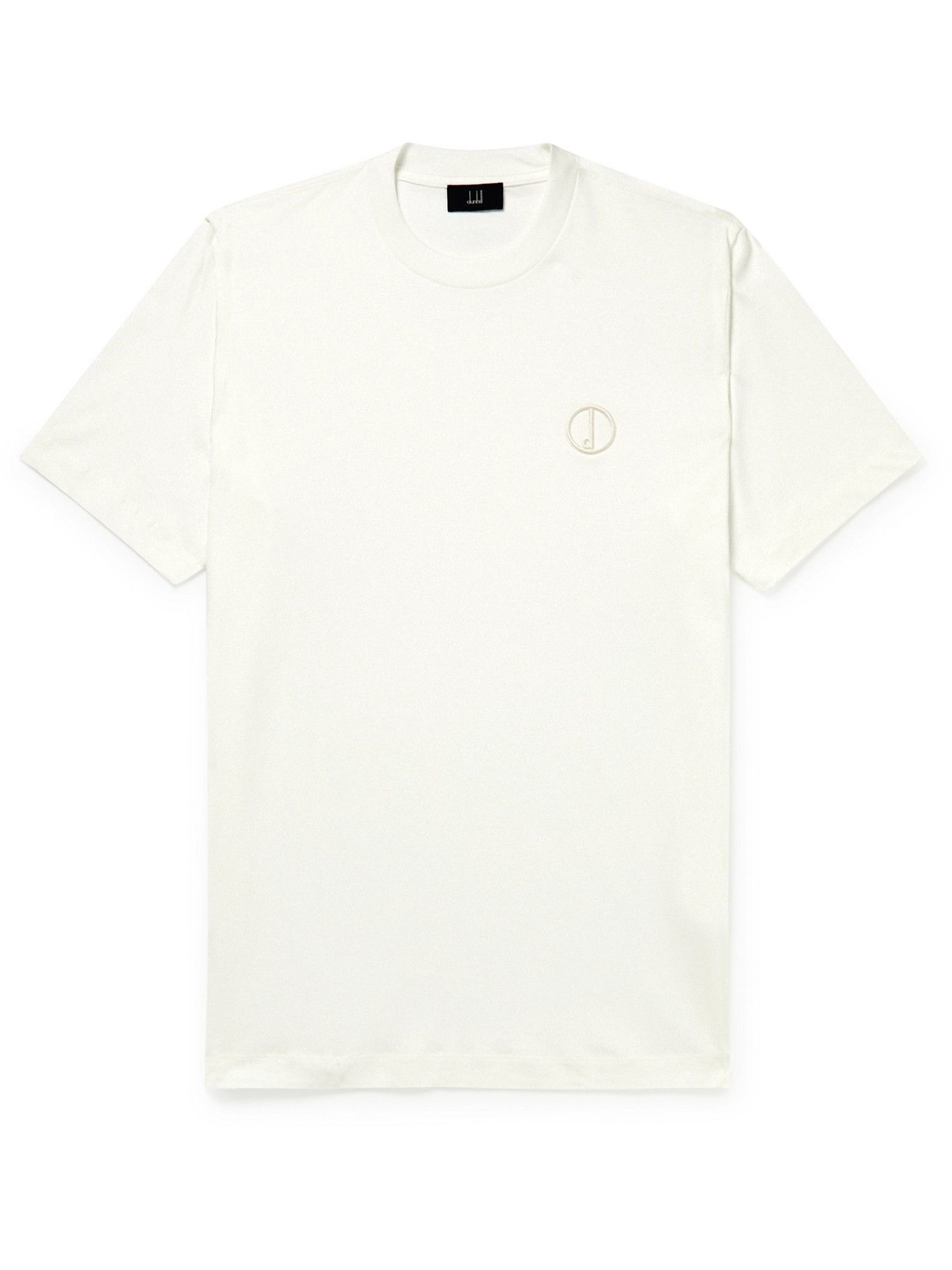 DUNHILL - Logo-Embroidered Cotton-Jersey T-Shirt - Neutrals Dunhill