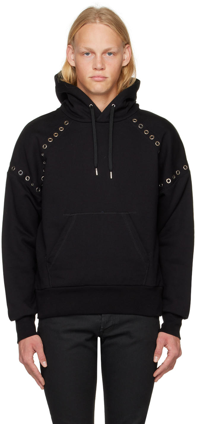 Alexander McQueen Black Eyelets Hoodie Alexander McQueen