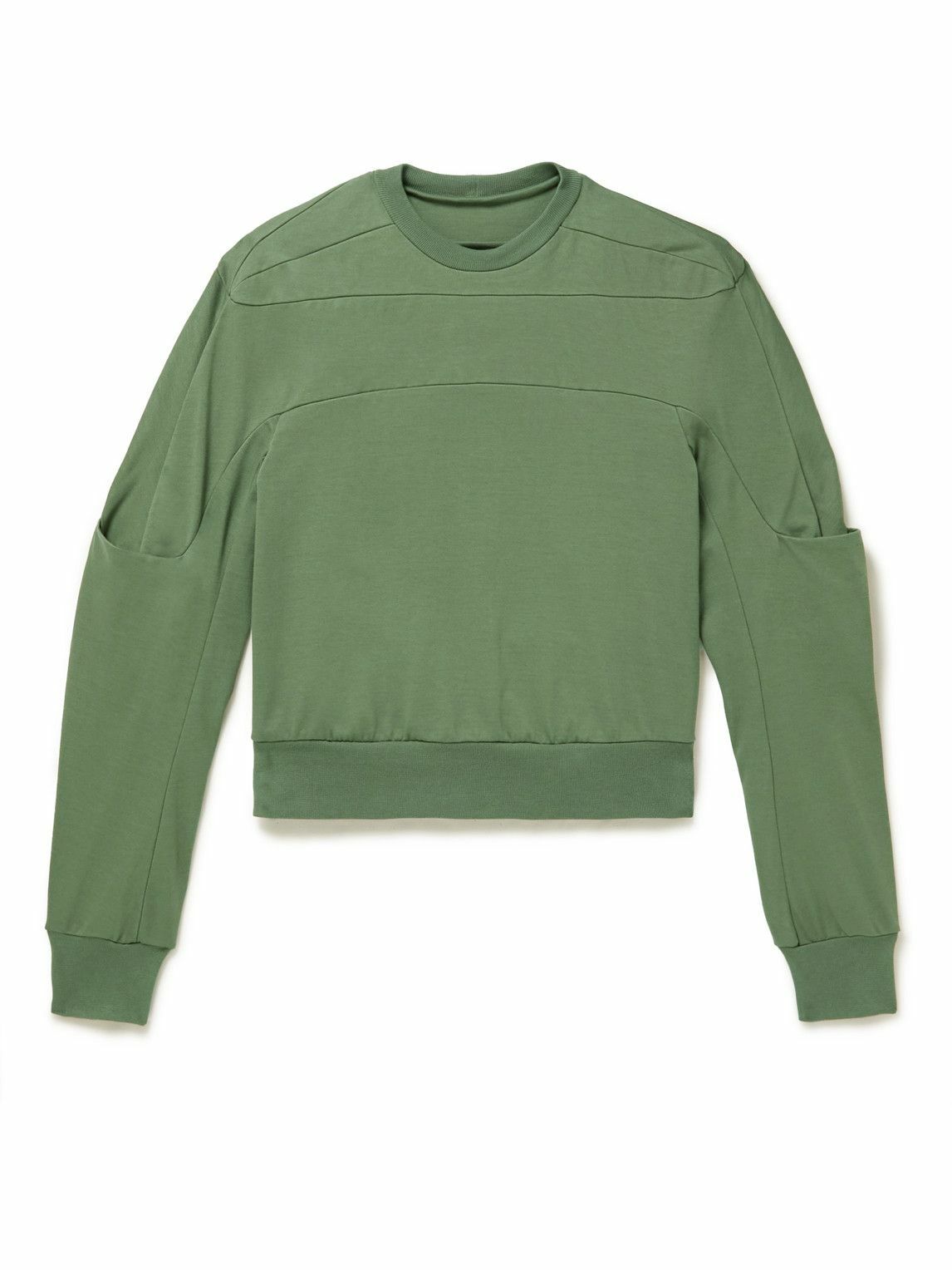 Photo: Rick Owens - Geth Panelled Cotton-Jersey Sweatshirt - Green